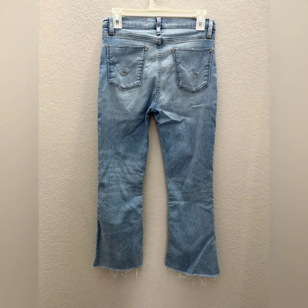 Hudson Barbara Bootcut Light Blue Stretch Denim Jeans Raw Hem Pockets Women 27 - Picture 3 of 5